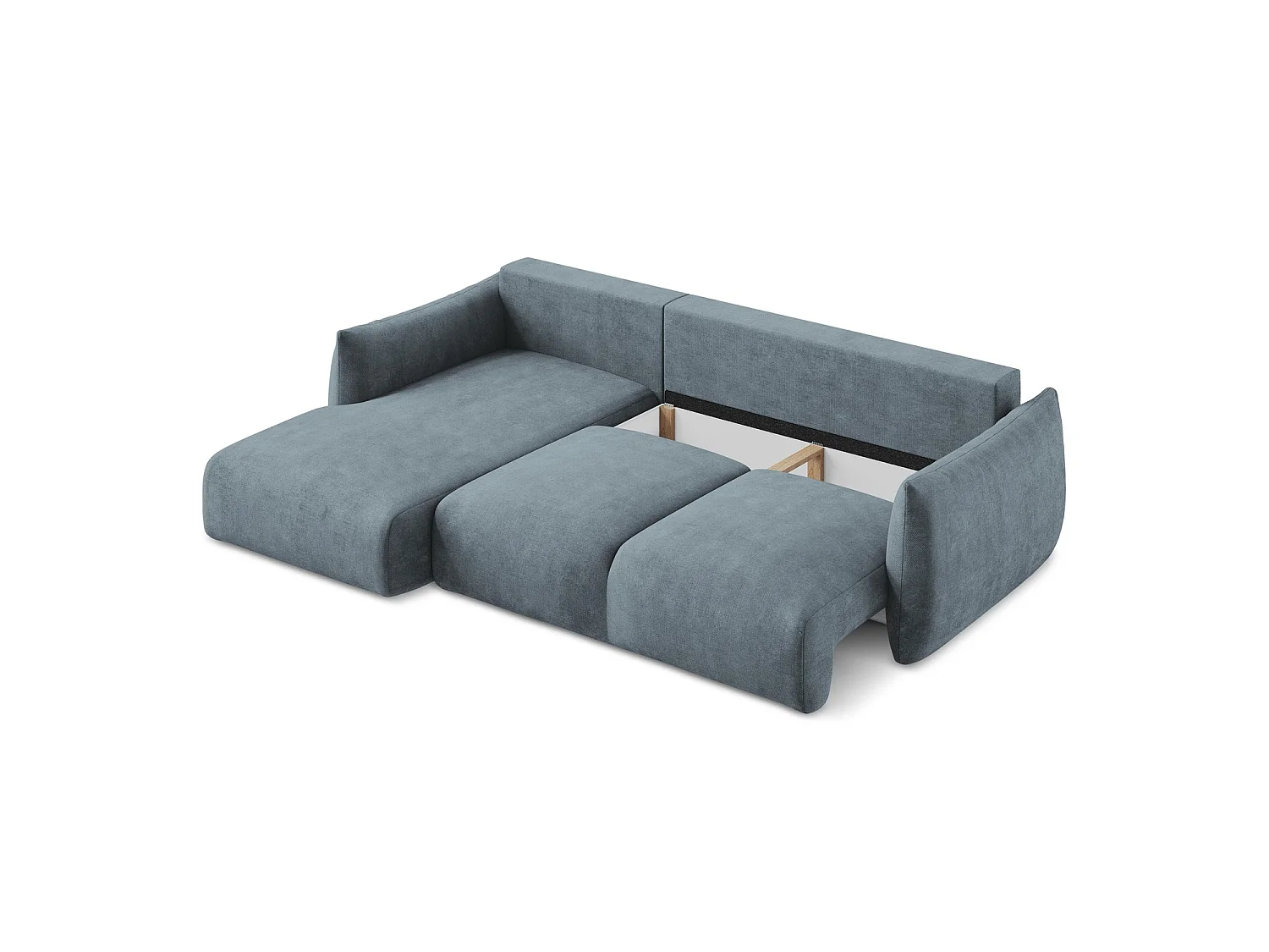 Hoekslaapbank links van jeans chenille stof - SAVONA