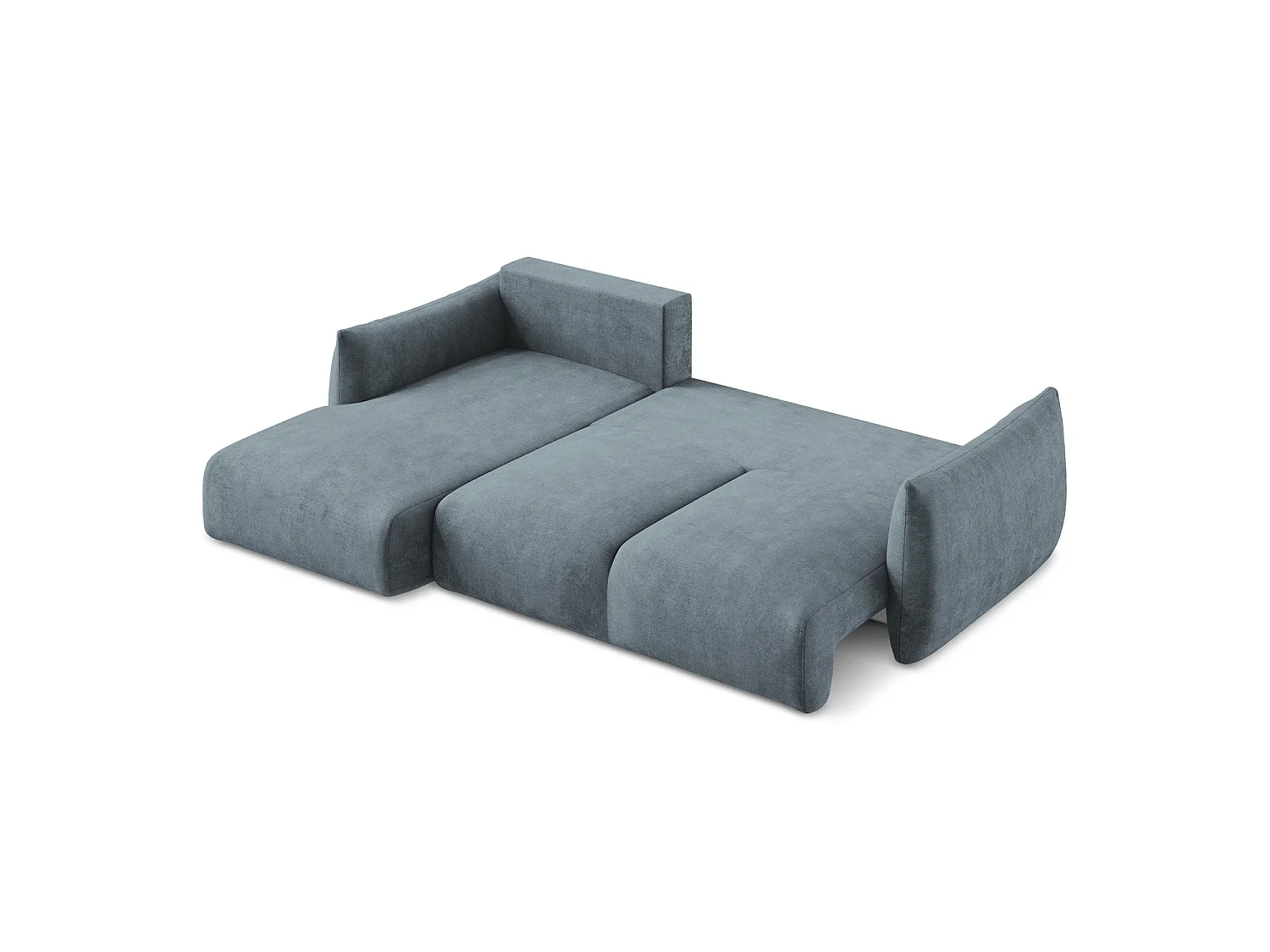 Hoekslaapbank links van jeans chenille stof - SAVONA