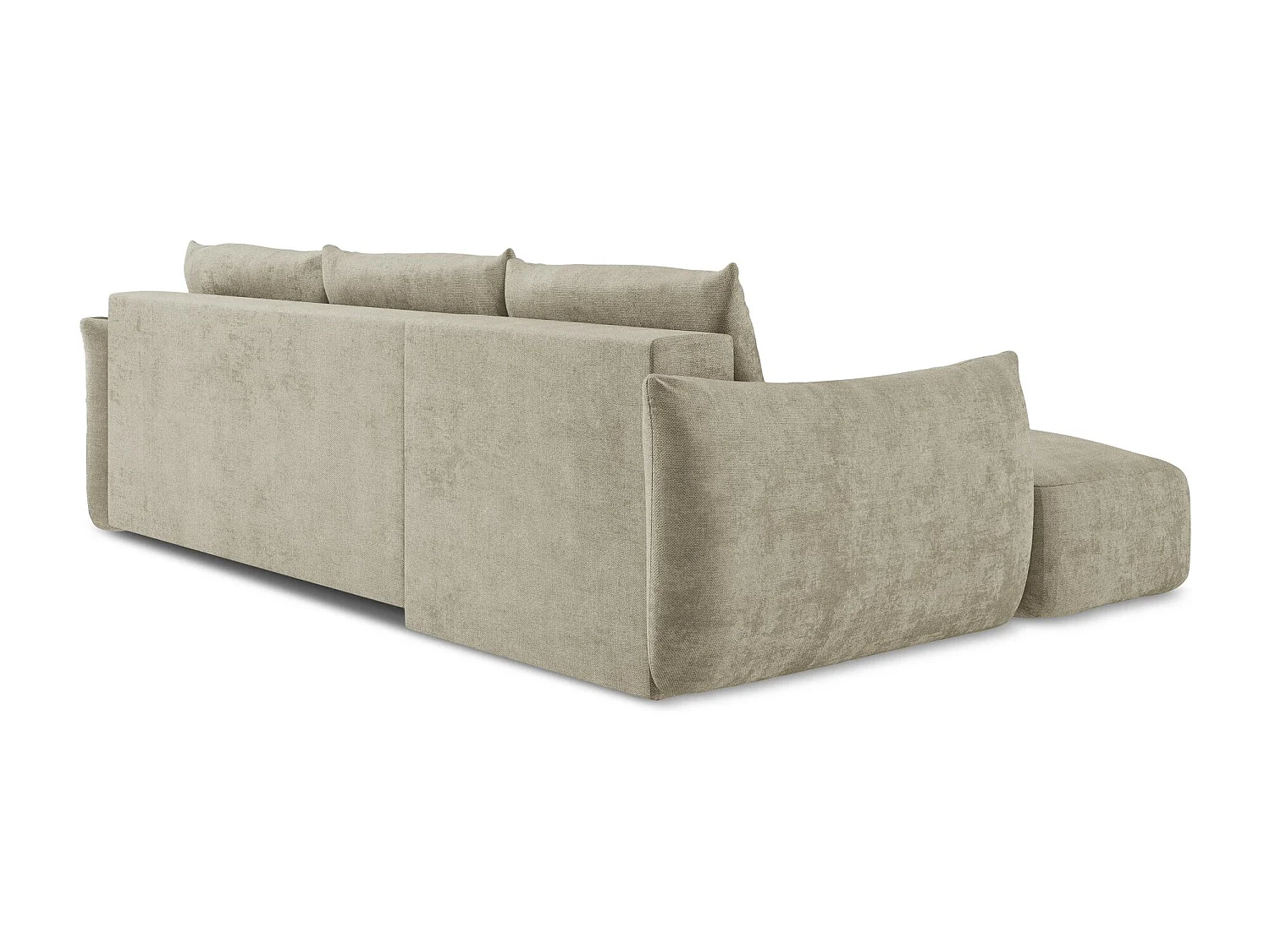 Canapé d’angle 3 places gauche convertible en tissu chenille - beige - LEILA