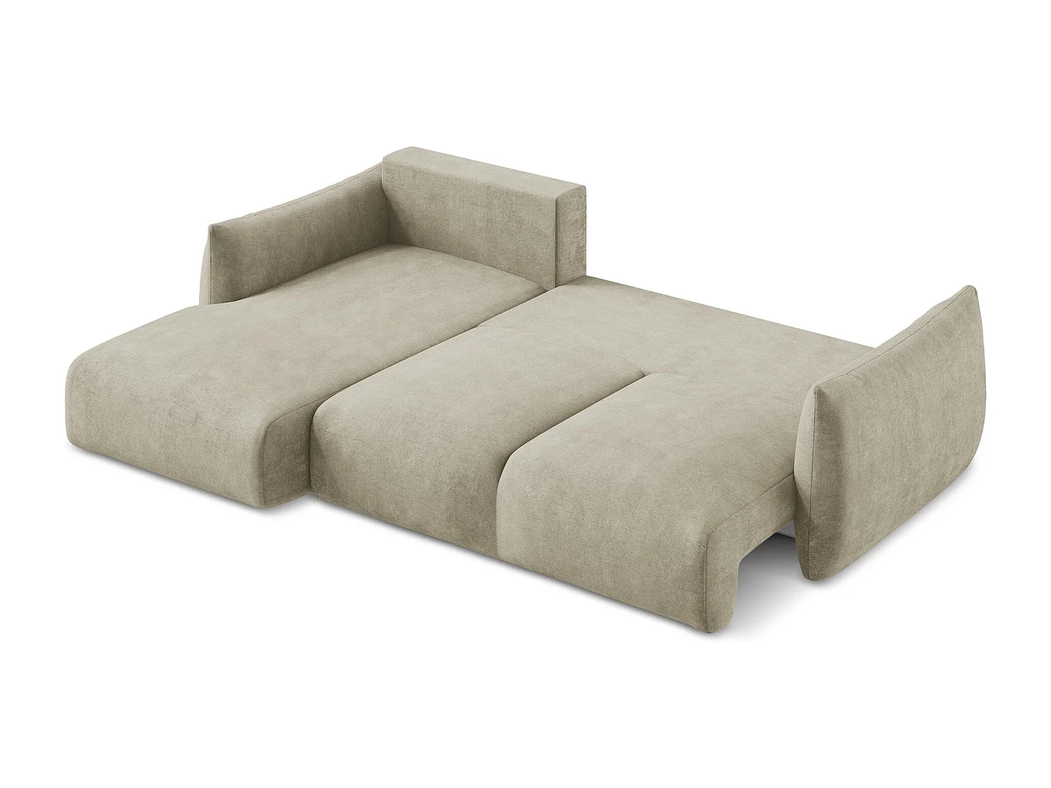 Canapé d’angle 3 places gauche convertible en tissu chenille - beige - LEILA