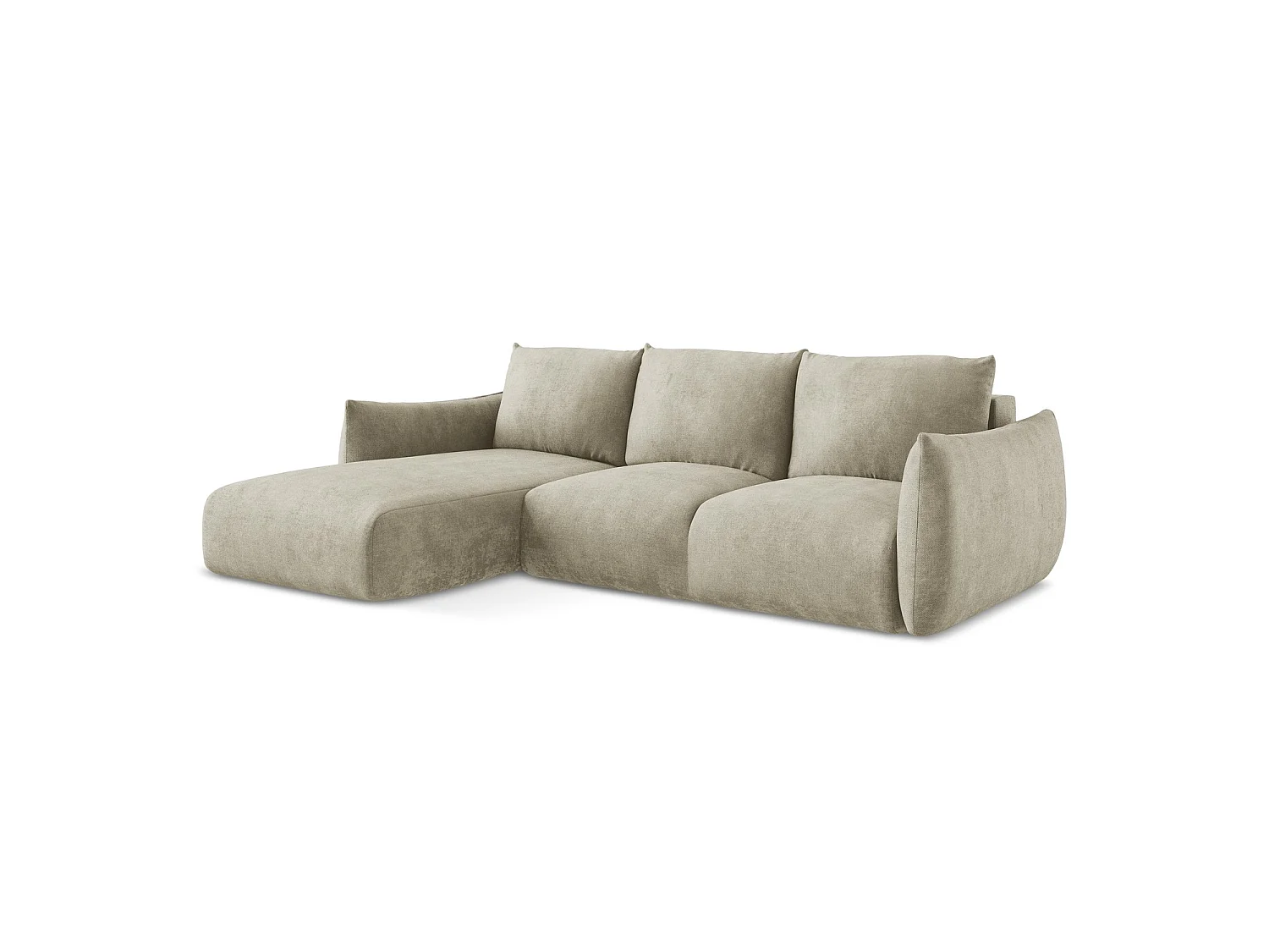 Canapé d’angle 3 places gauche convertible en tissu chenille - beige - SAVONA