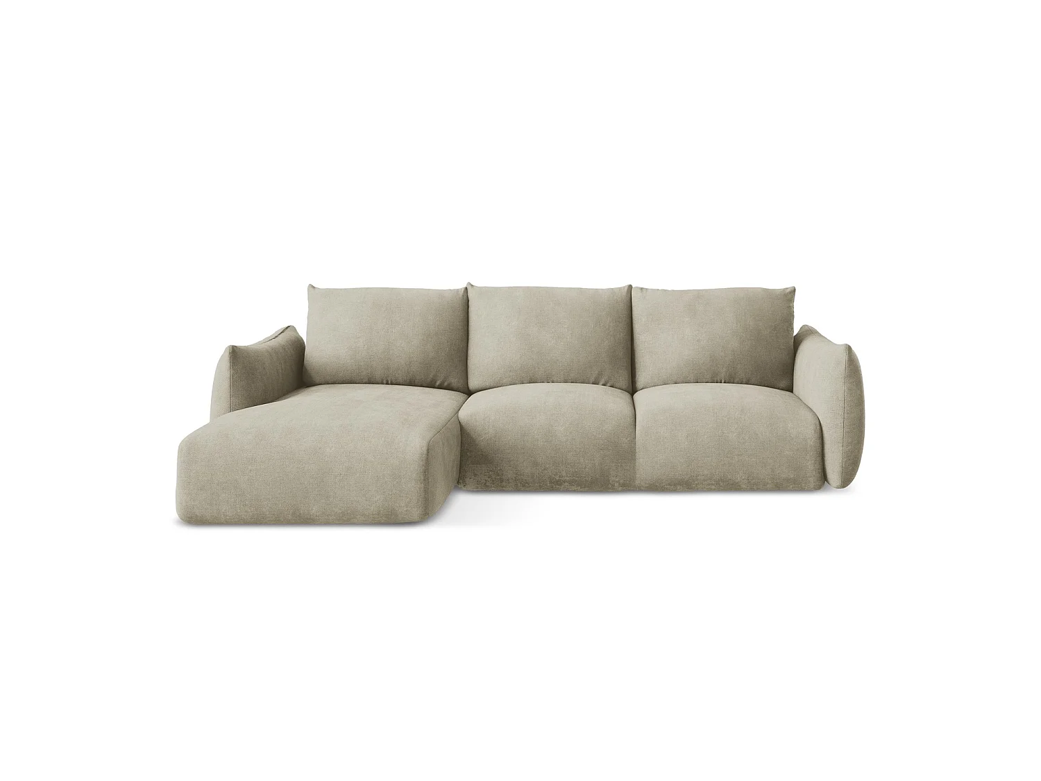 Canapé d’angle 3 places gauche convertible en tissu chenille - beige - SAVONA