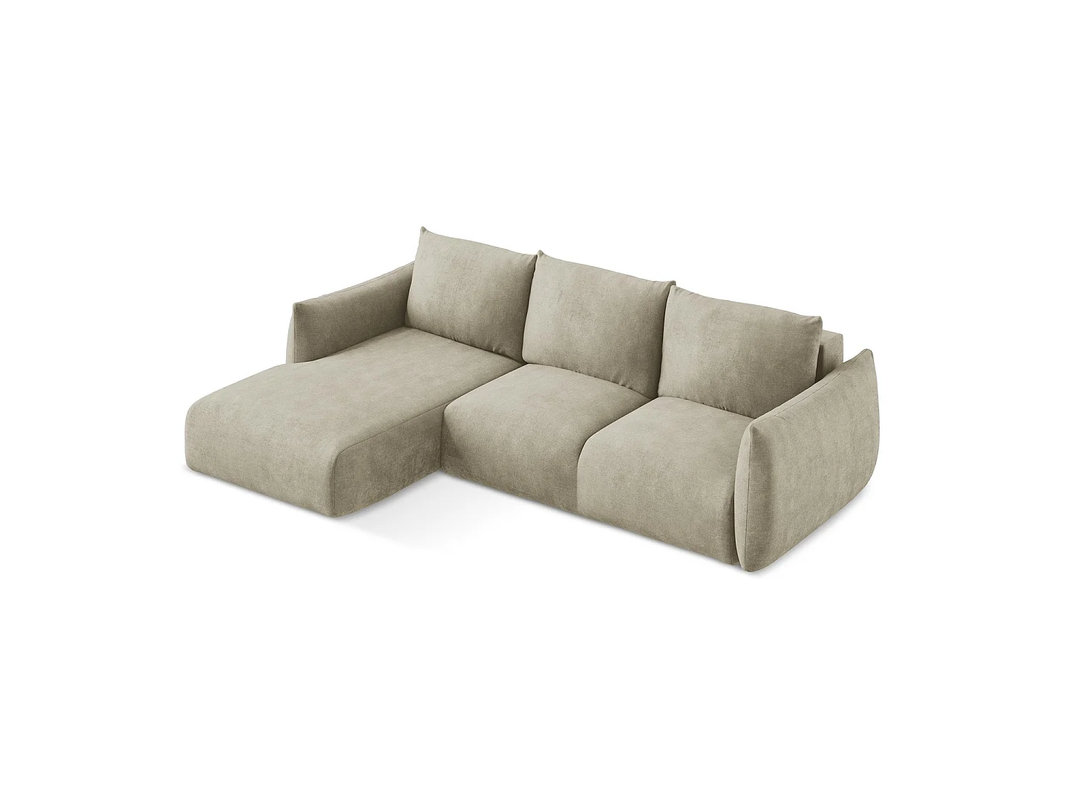 Canapé d’angle 3 places gauche convertible en tissu chenille - beige - SAVONA