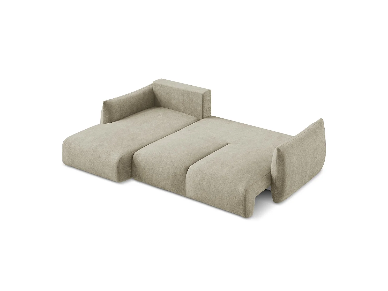 Canapé d’angle 3 places gauche convertible en tissu chenille - beige - SAVONA
