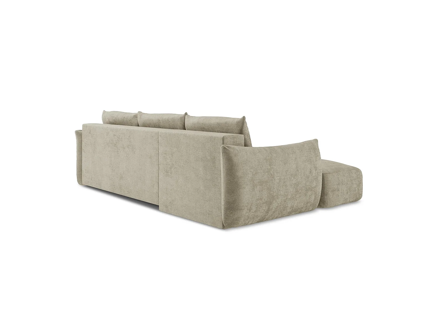 Canapé d’angle 3 places gauche convertible en tissu chenille - beige - SAVONA