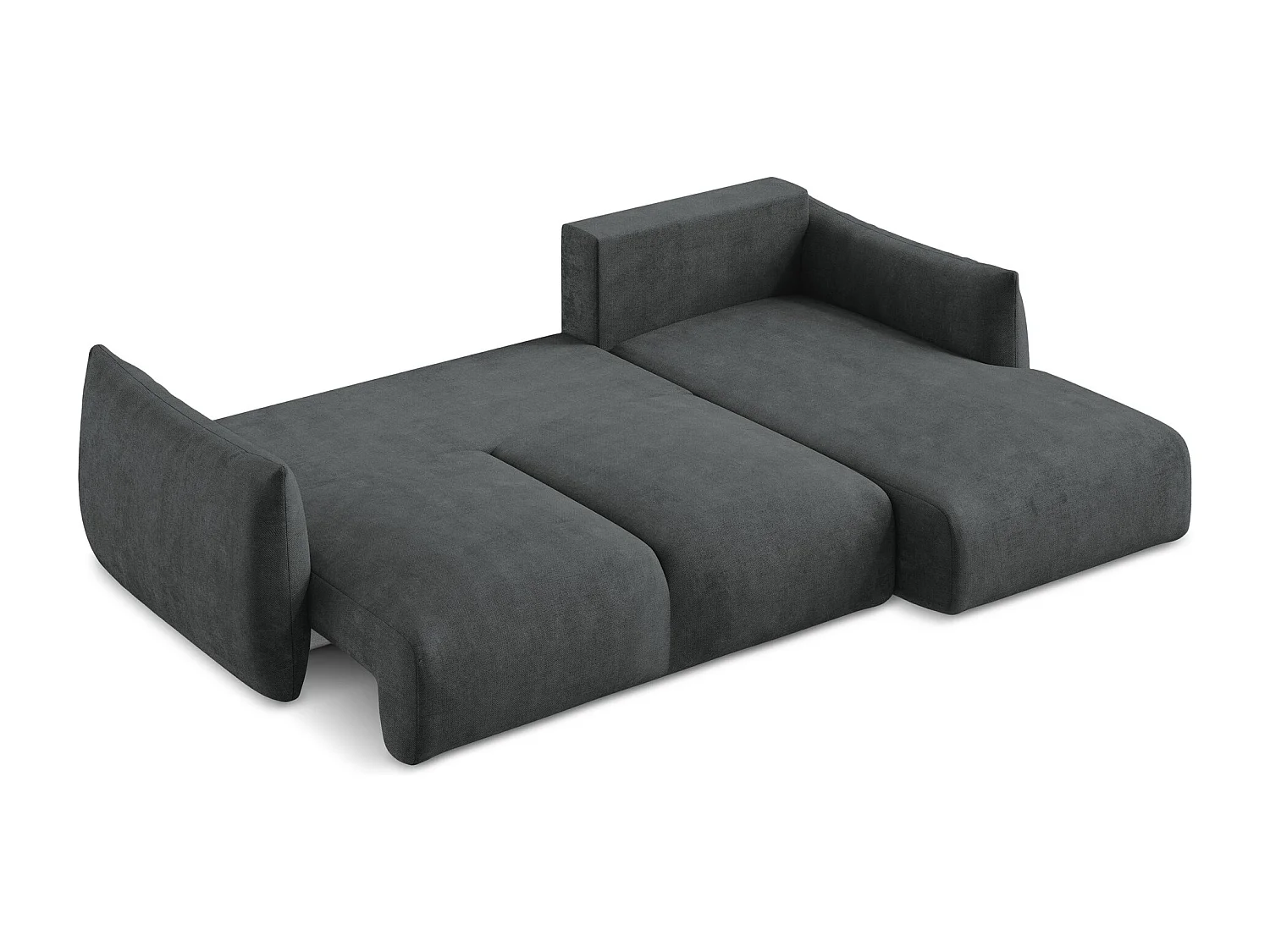 Canapé d'angle droit convertible en tissu chenille - gris foncé - LEILA