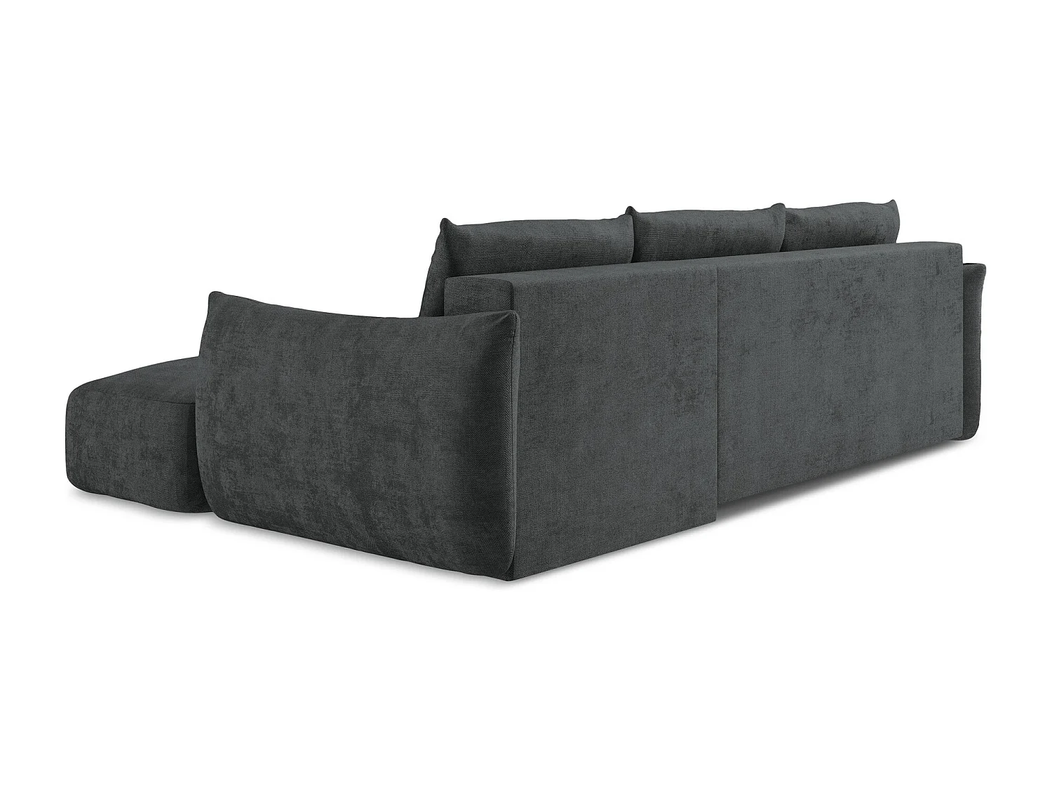 Canapé d'angle droit convertible en tissu chenille - gris foncé - LEILA