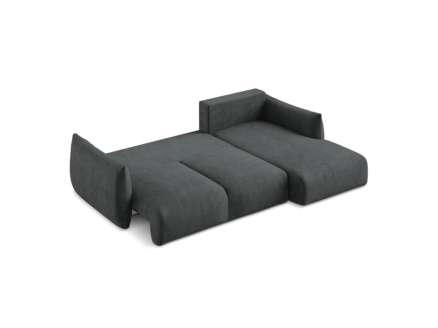 Canapé d'angle droit convertible en tissu chenille - gris foncé - SAVONA