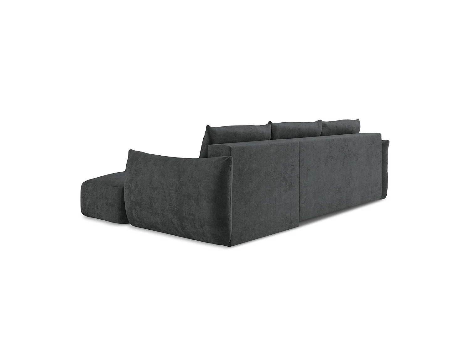Canapé d'angle droit convertible en tissu chenille - gris foncé - SAVONA