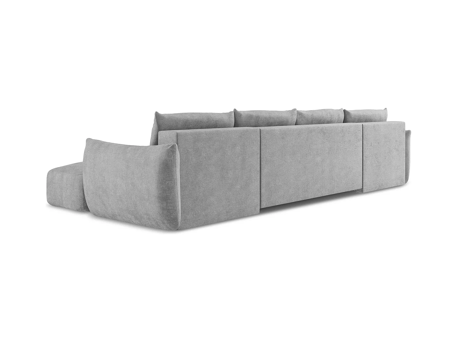 Canapé panoramique 4 places convertible en tissu chenille - gris clair - LEILA