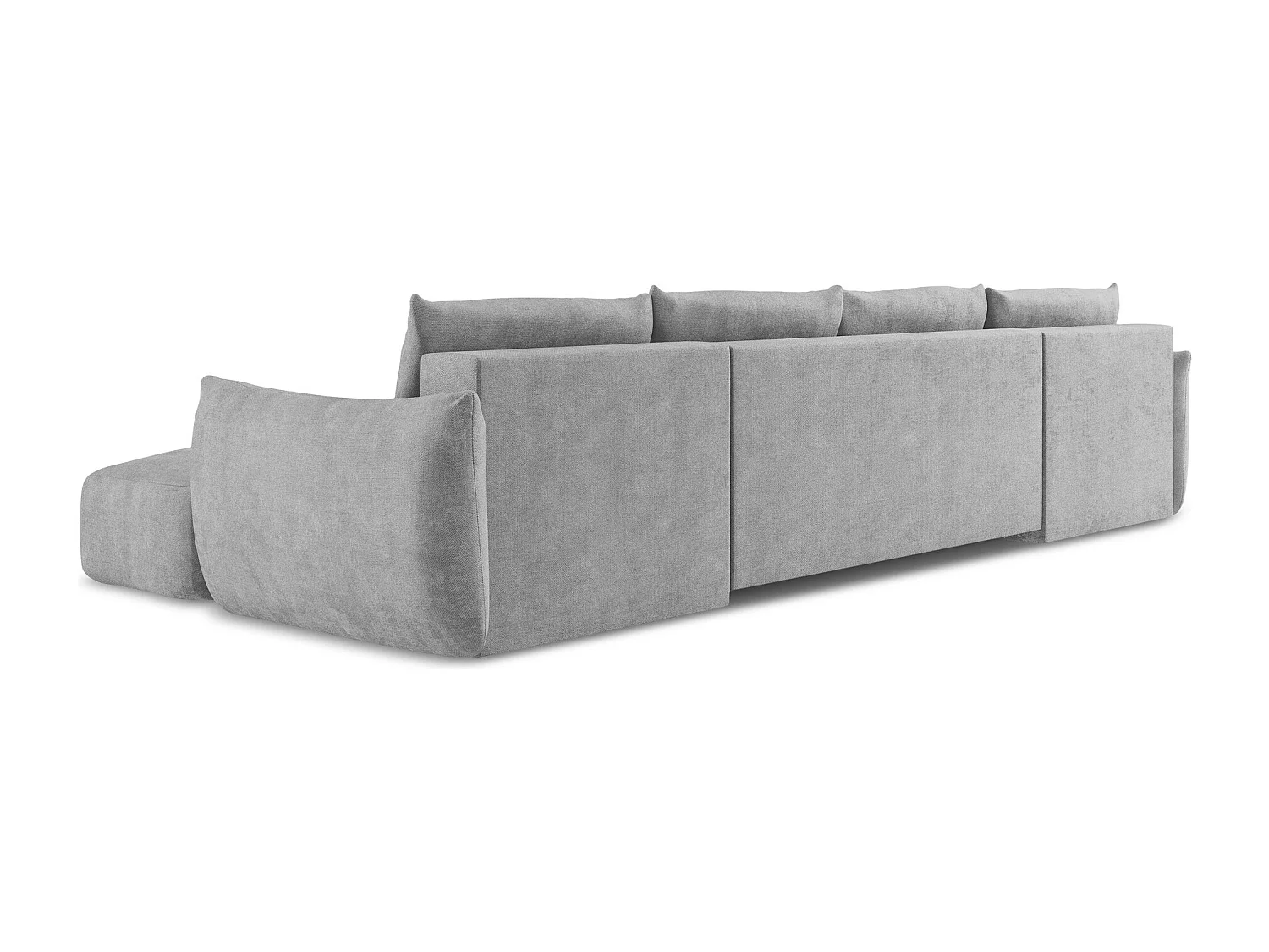 Canapé panoramique 4 places convertible en tissu chenille - gris clair - LEILA