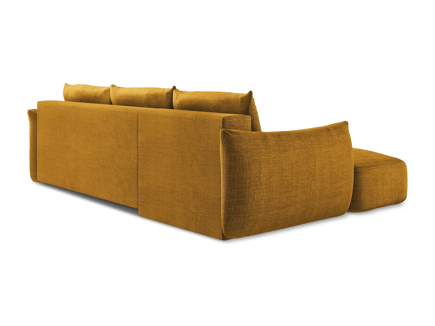 Canapé d’angle 3 places gauche convertible en tissu texturé - moutarde - LEILA