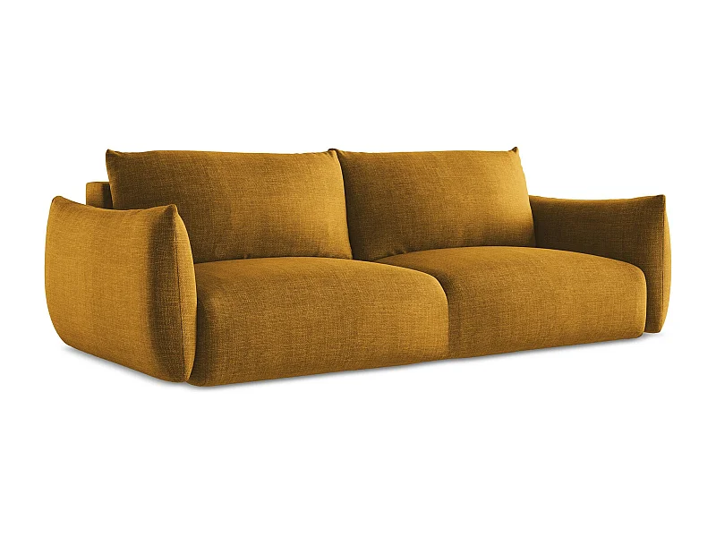 3-Sitzer Sofa mit Schlaffunktion - Strukturstoff - Senf - LEILA