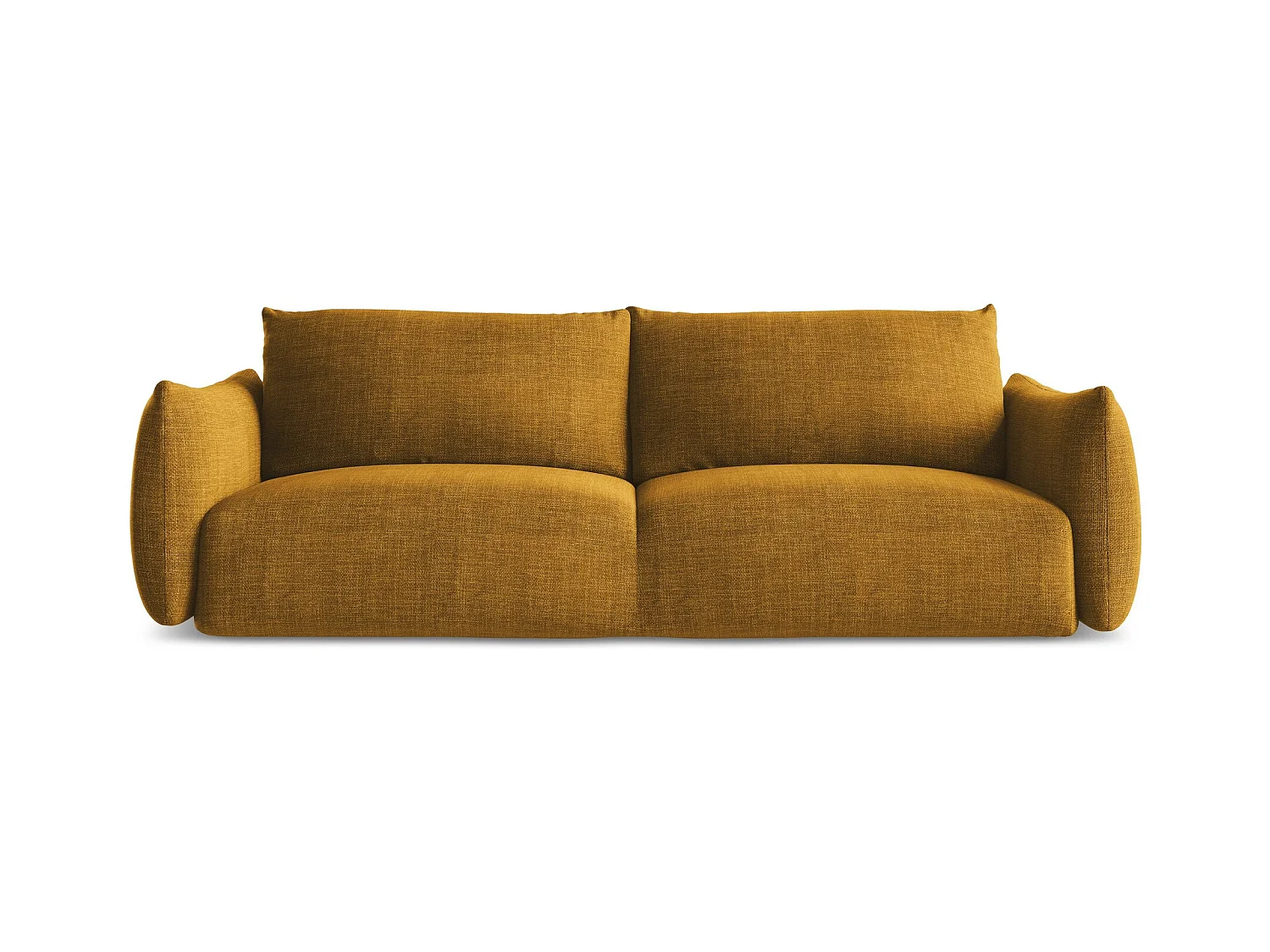 Canapé 3 places convertible en tissu texturé - moutarde - LEILA