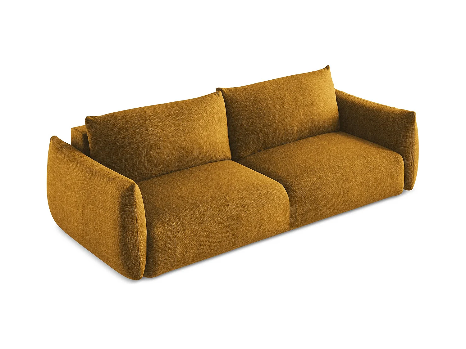 Canapé 3 places convertible en tissu texturé - moutarde - LEILA
