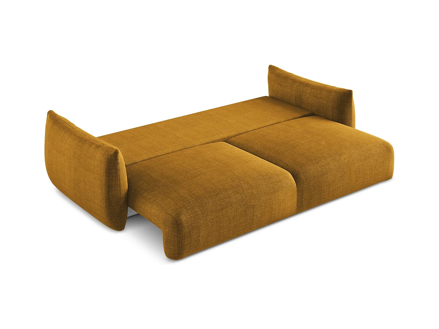 Canapé 3 places convertible en tissu texturé - moutarde - LEILA