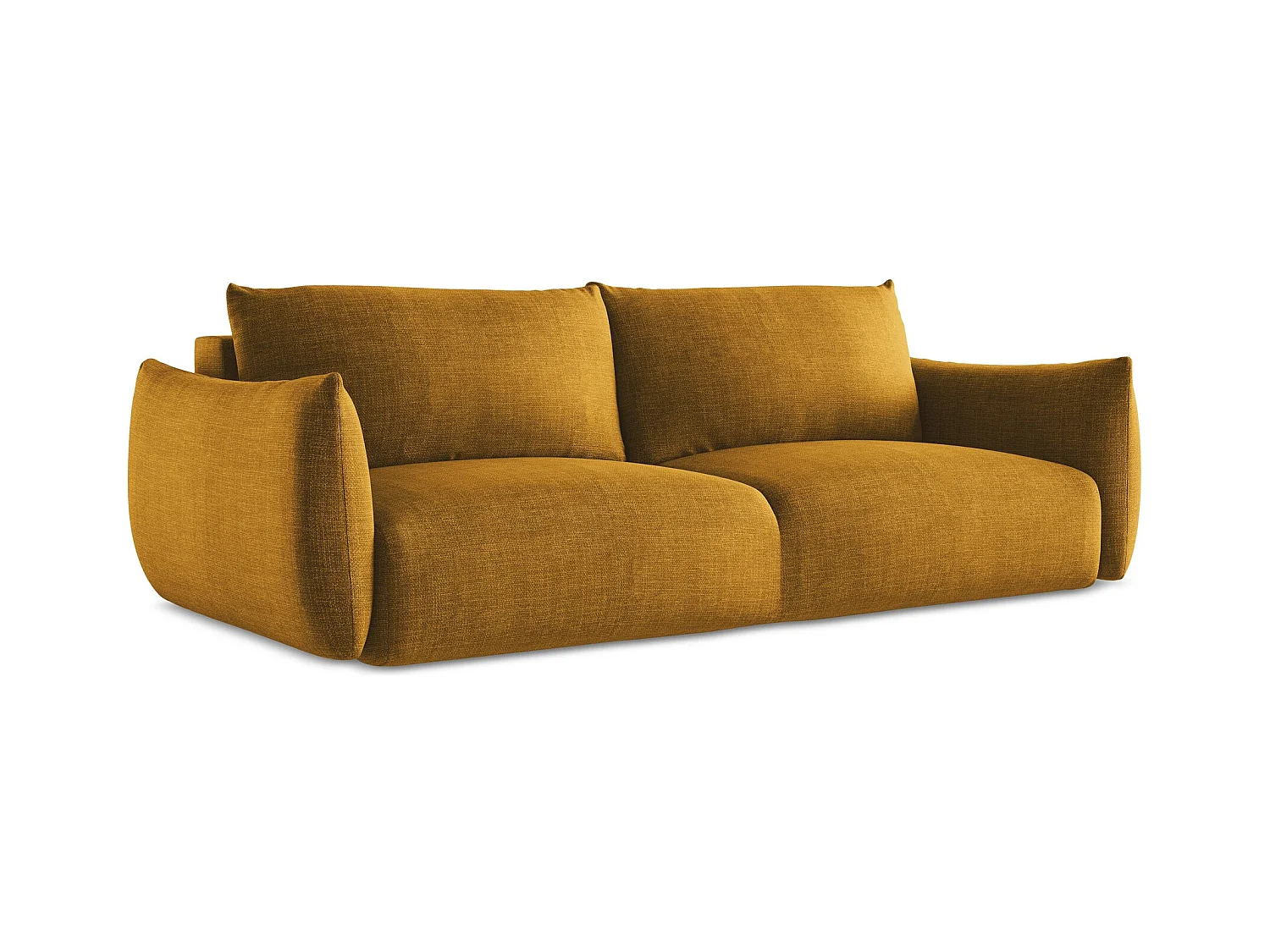 3-Sitzer Sofa mit Schlaffunktion - Strukturstoff - Senf - LEILA