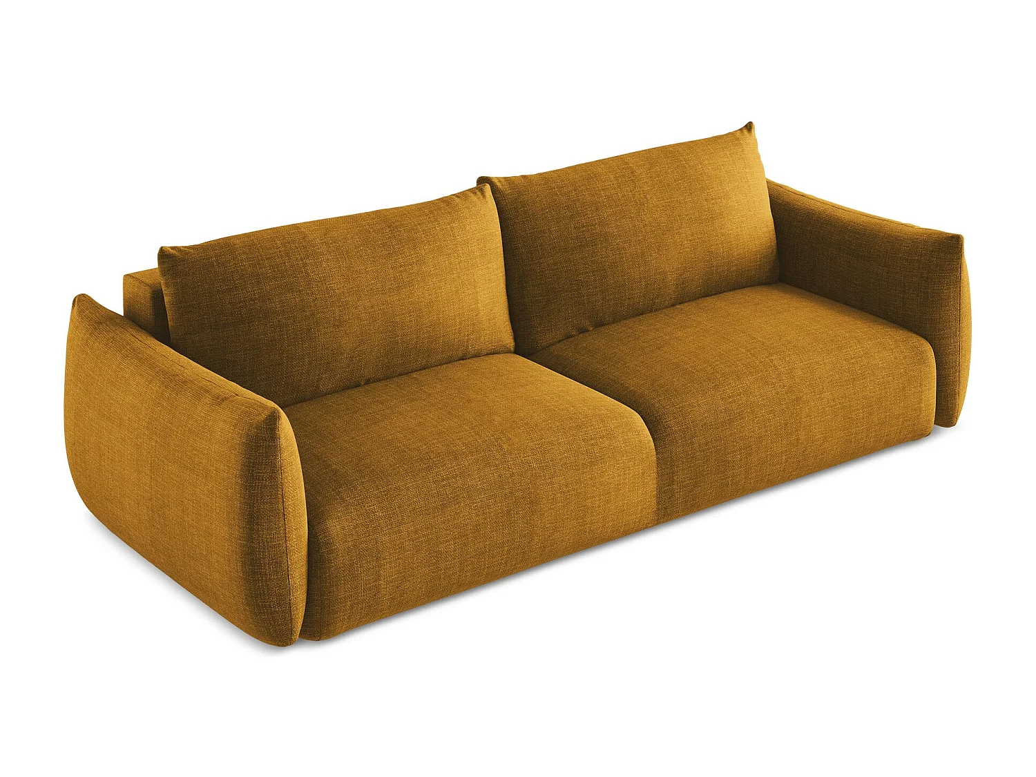 Canapé 3 places convertible en tissu texturé - moutarde - LEILA