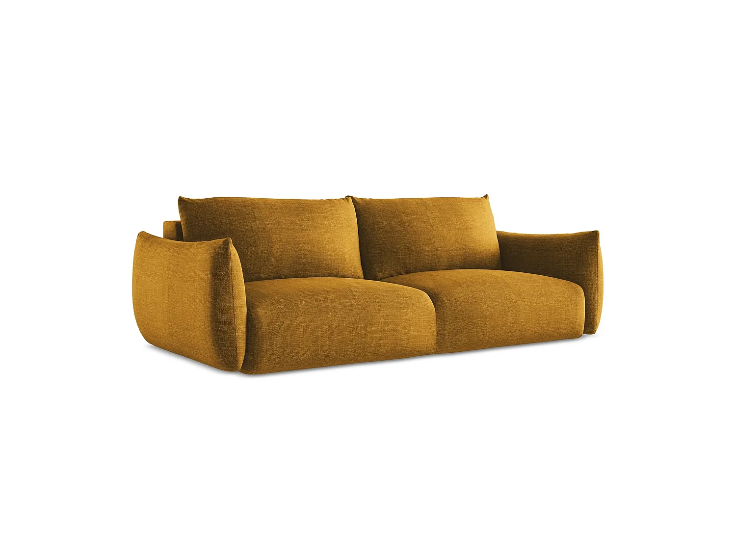 Canapé 3 places convertible en tissu texturé - moutarde - SAVONA