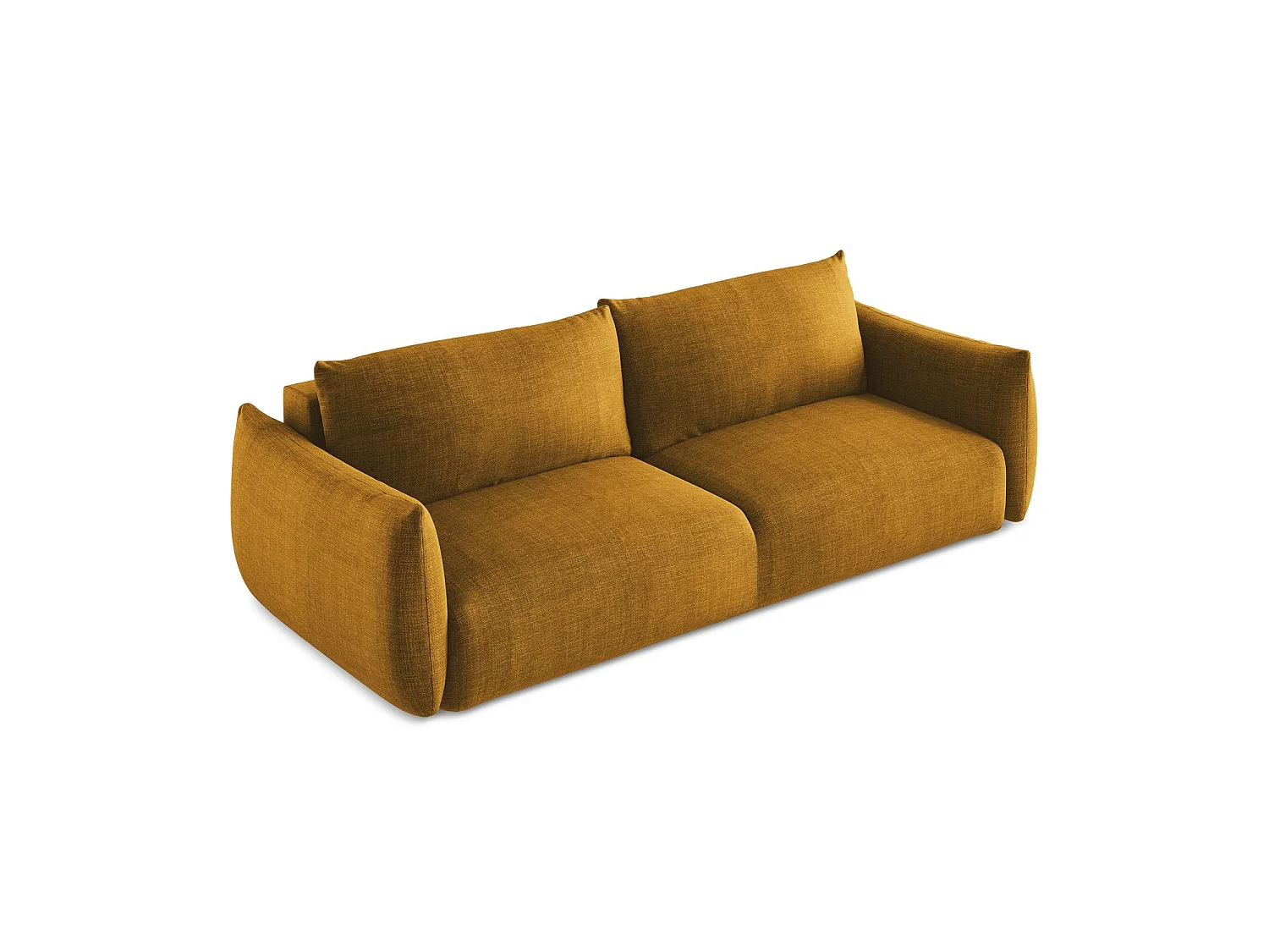 Canapé 3 places convertible en tissu texturé - moutarde - SAVONA