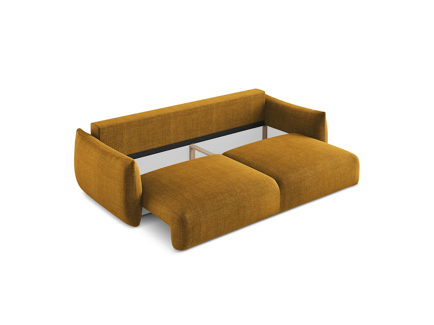 Canapé 3 places convertible en tissu texturé - moutarde - SAVONA