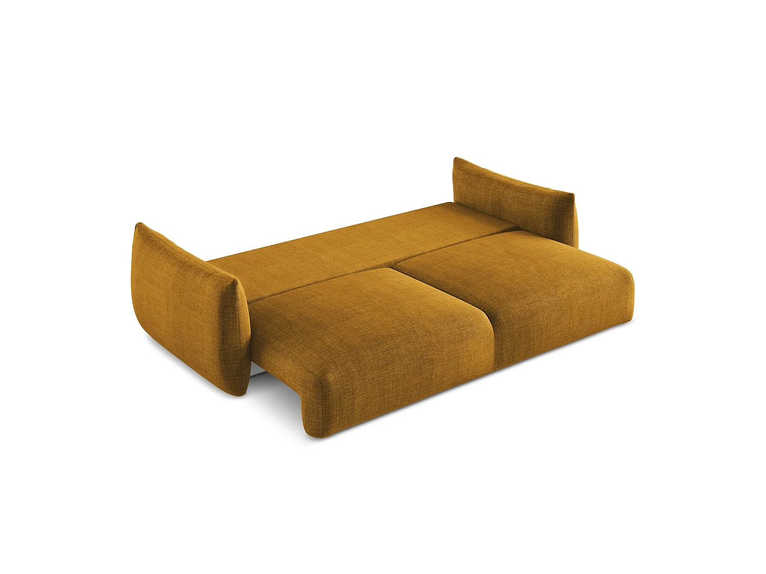 Canapé 3 places convertible en tissu texturé - moutarde - SAVONA