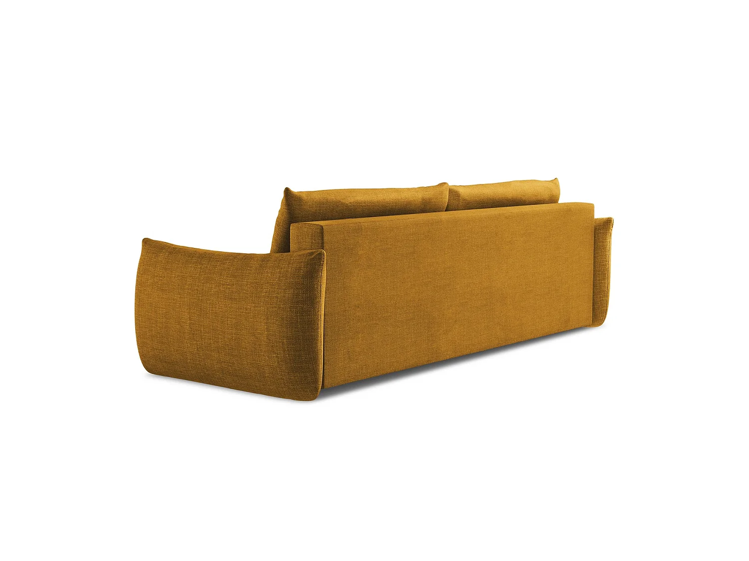 Canapé 3 places convertible en tissu texturé - moutarde - SAVONA