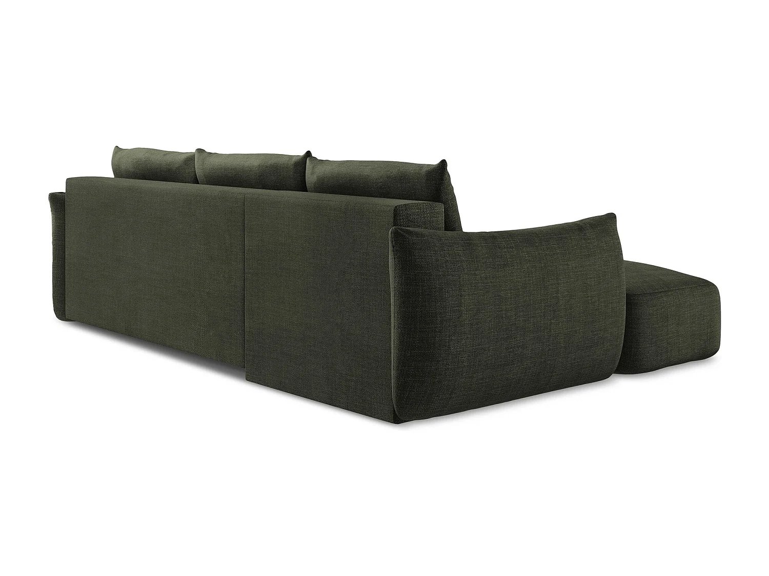 Canapé d’angle 3 places gauche convertible en tissu texturé - olive - LEILA