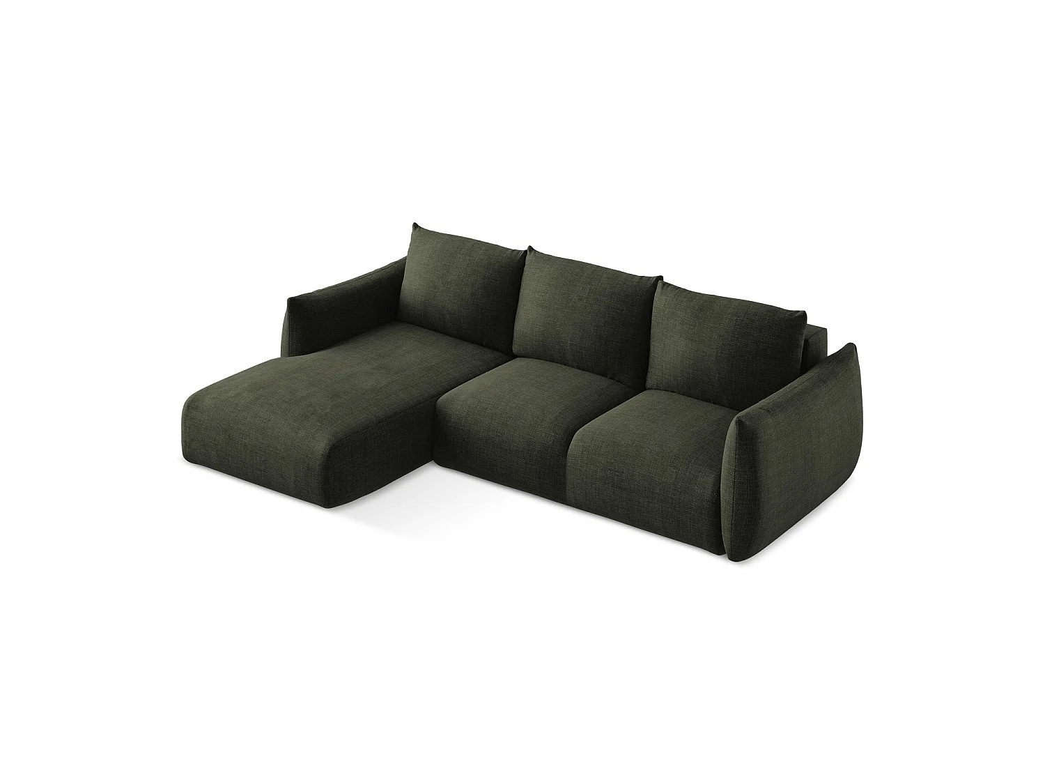 Canapé d’angle 3 places gauche convertible en tissu texturé - olive - SAVONA