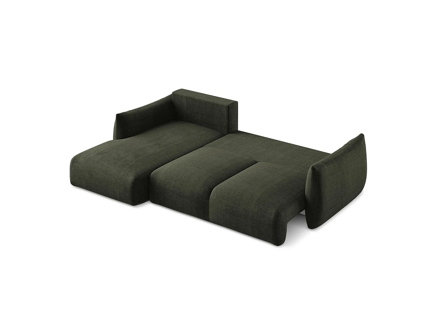 Canapé d’angle 3 places gauche convertible en tissu texturé - olive - SAVONA