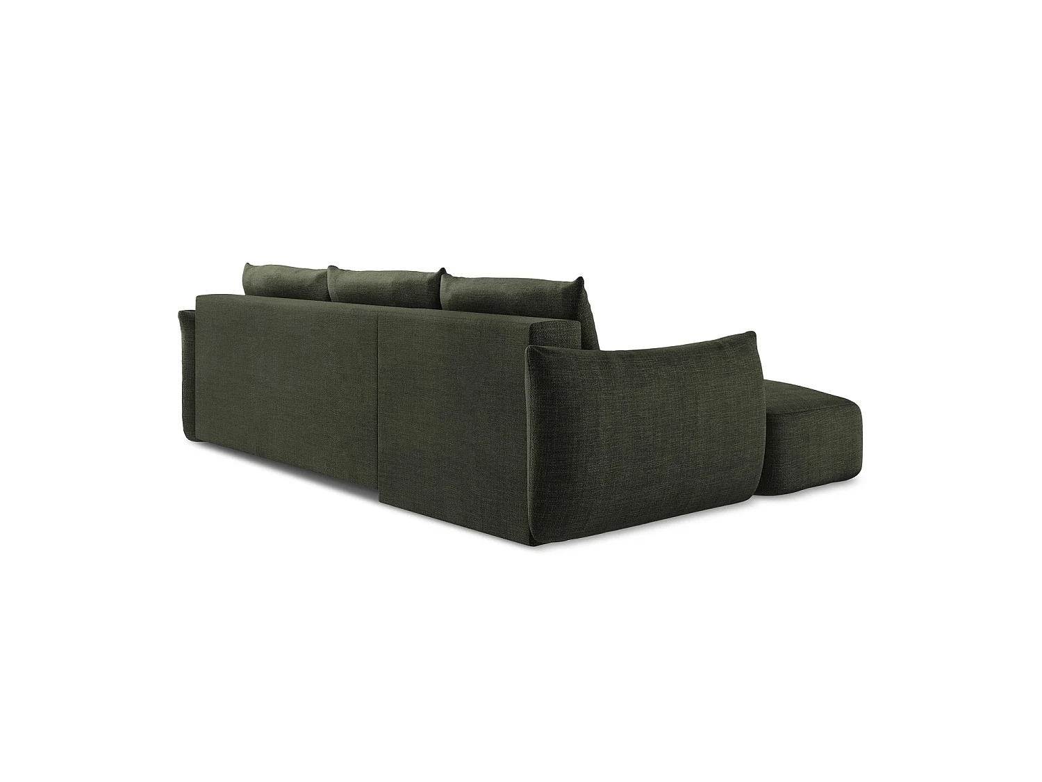Canapé d’angle 3 places gauche convertible en tissu texturé - olive - SAVONA
