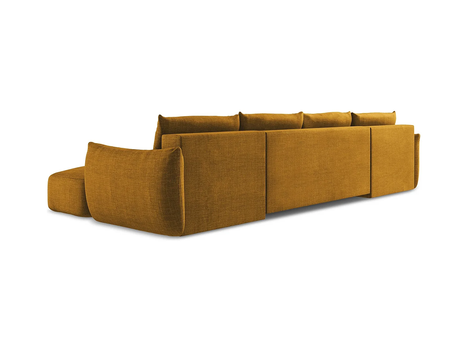 Canapé panoramique 4 places convertible en tissu texturé - moutarde - LEILA