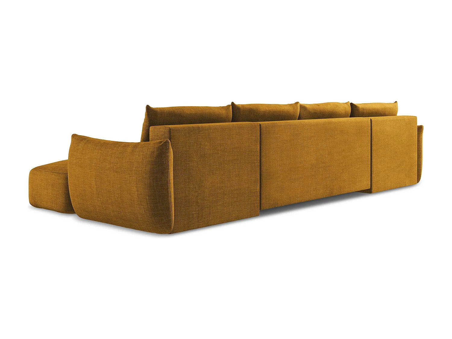 Canapé panoramique 4 places convertible en tissu texturé - moutarde - LEILA