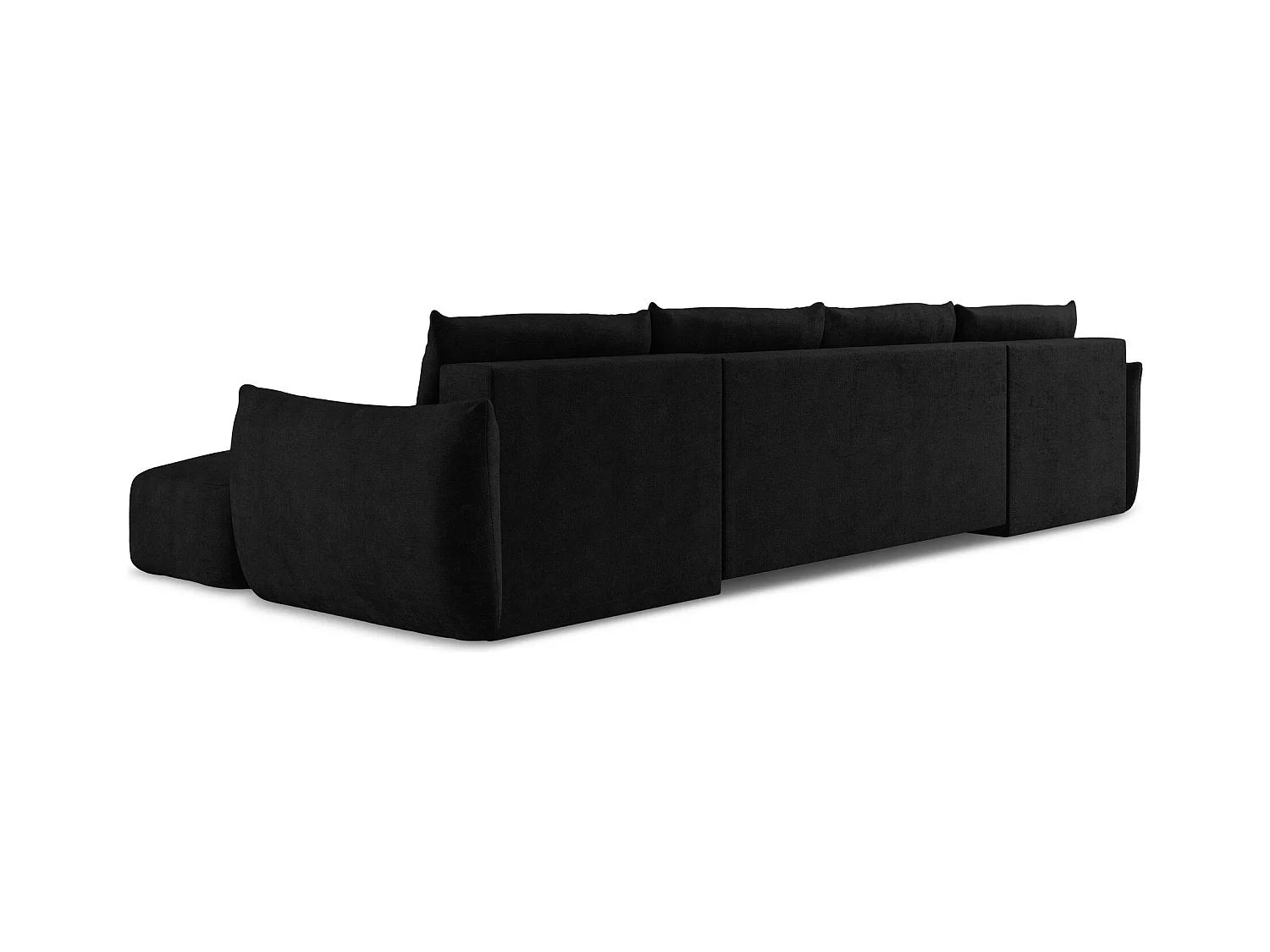 Canapé panoramique 4 places convertible en tissu chenille - noir - LEILA
