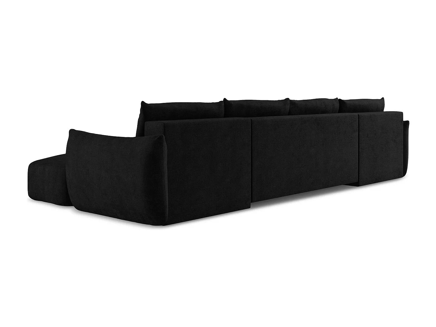 Canapé panoramique 4 places convertible en tissu chenille - noir - LEILA