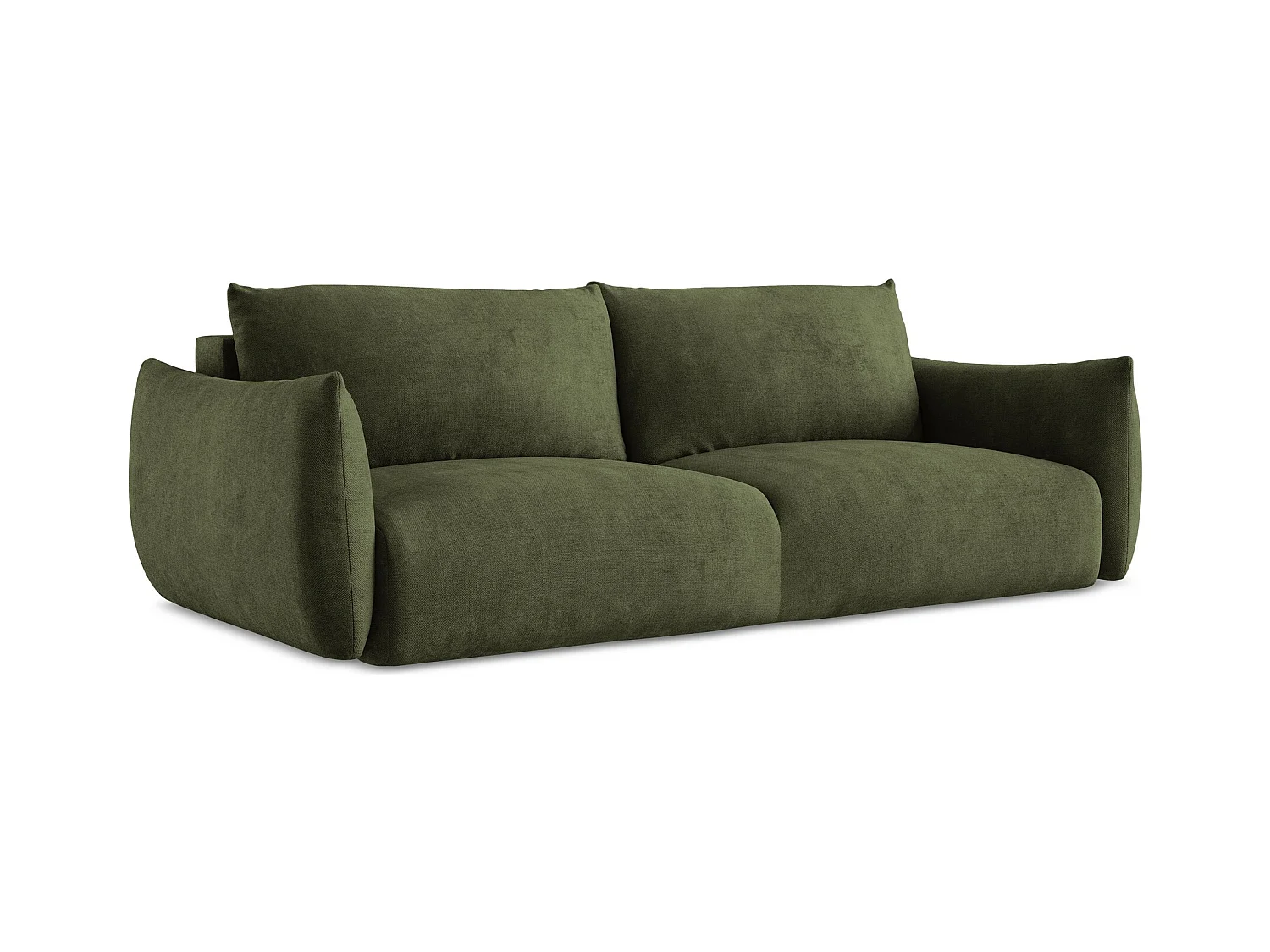 Canapé 3 places convertible en tissu chenille - olive - LEILA