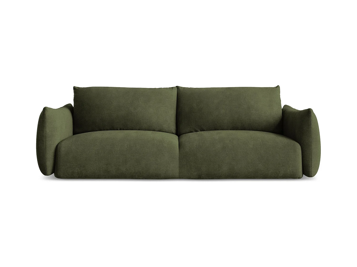 Canapé 3 places convertible en tissu chenille - olive - LEILA