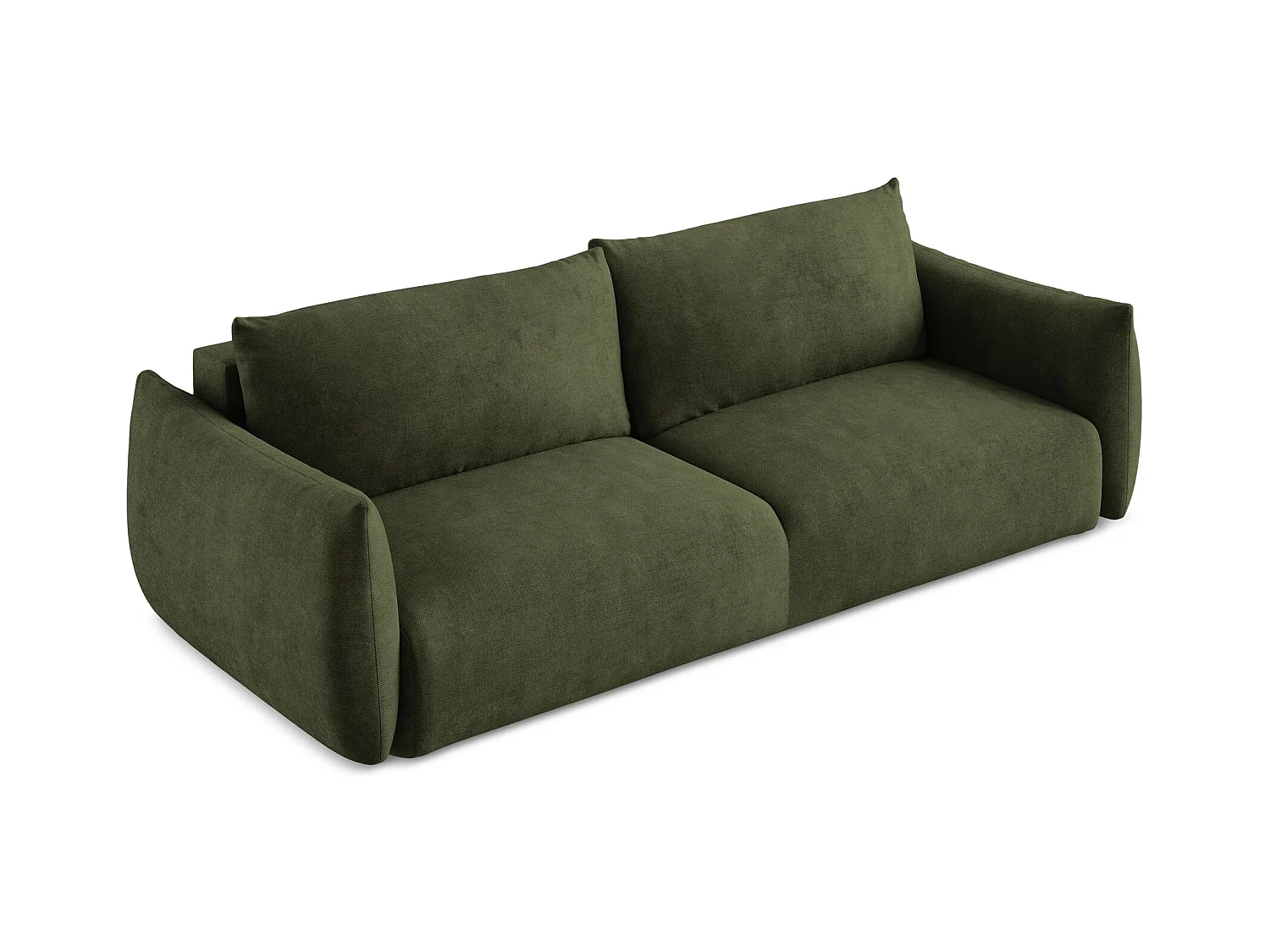 Canapé 3 places convertible en tissu chenille - olive - LEILA