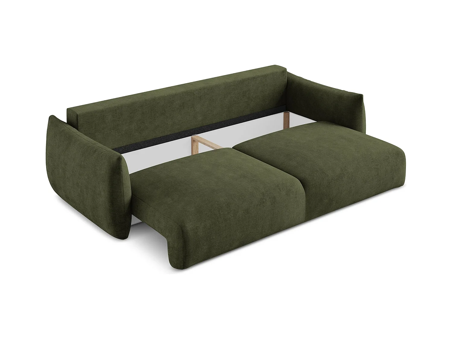 Canapé 3 places convertible en tissu chenille - olive - LEILA