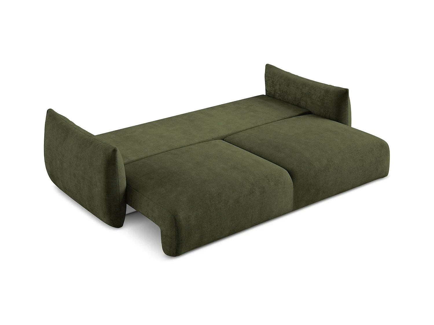 Canapé 3 places convertible en tissu chenille - olive - LEILA