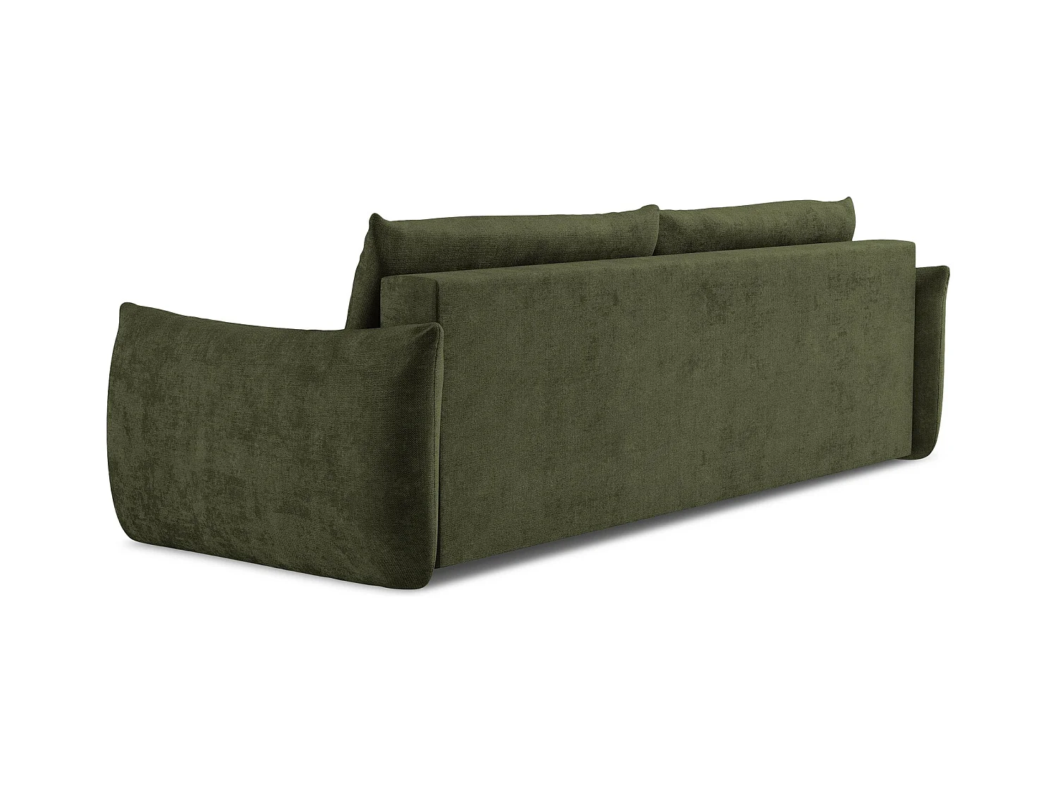 Canapé 3 places convertible en tissu chenille - olive - LEILA