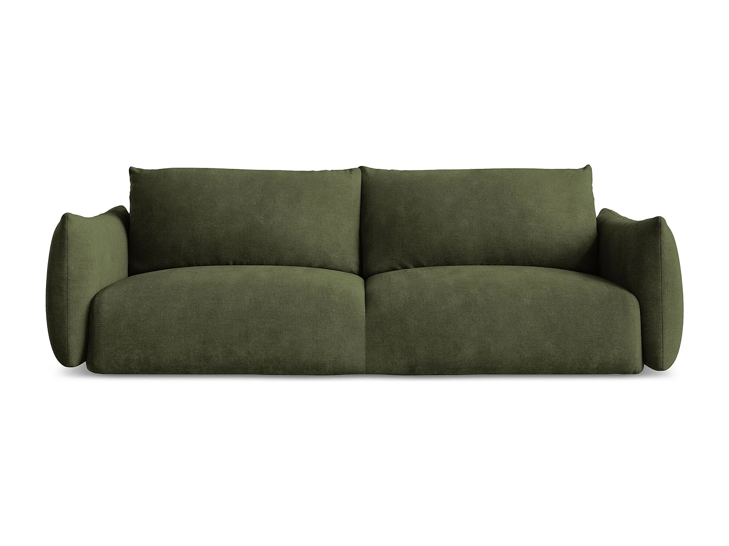 Canapé 3 places convertible en tissu chenille - olive - LEILA