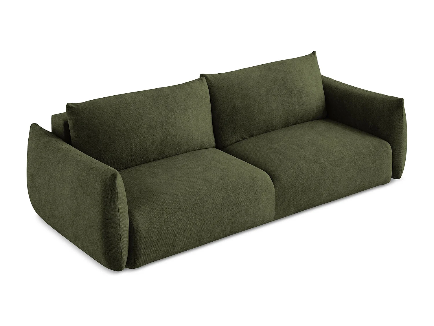 Canapé 3 places convertible en tissu chenille - olive - LEILA