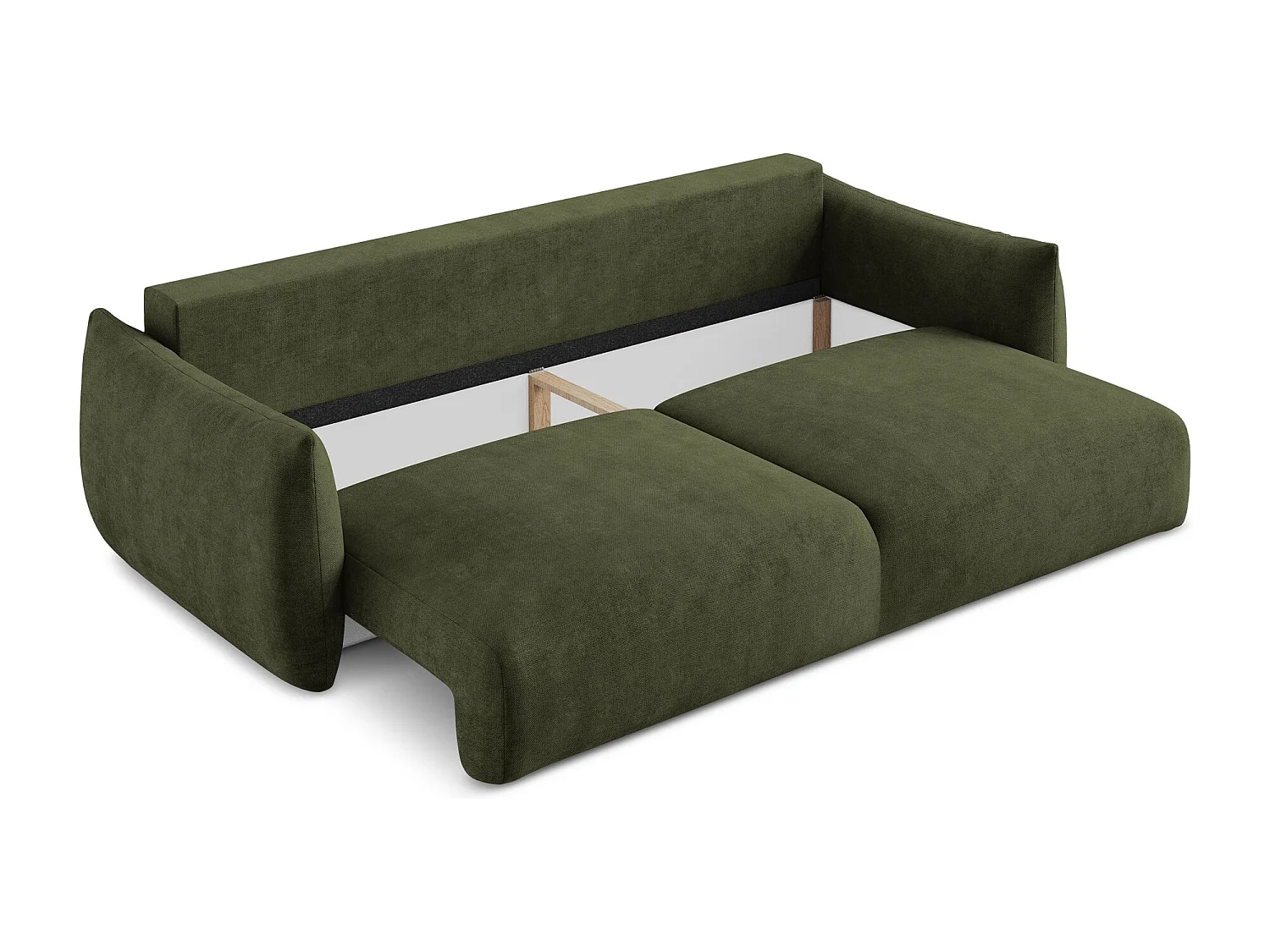 Canapé 3 places convertible en tissu chenille - olive - LEILA