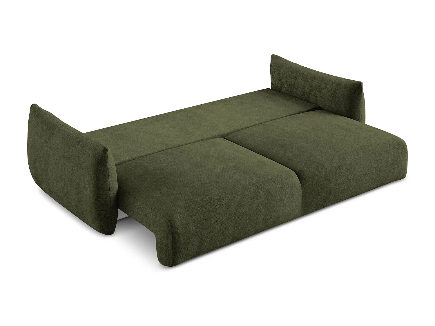 Canapé 3 places convertible en tissu chenille - olive - LEILA