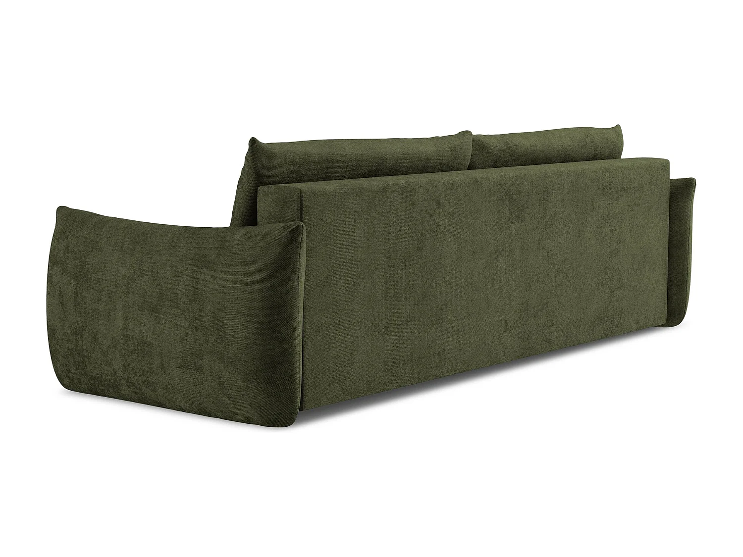 Canapé 3 places convertible en tissu chenille - olive - LEILA