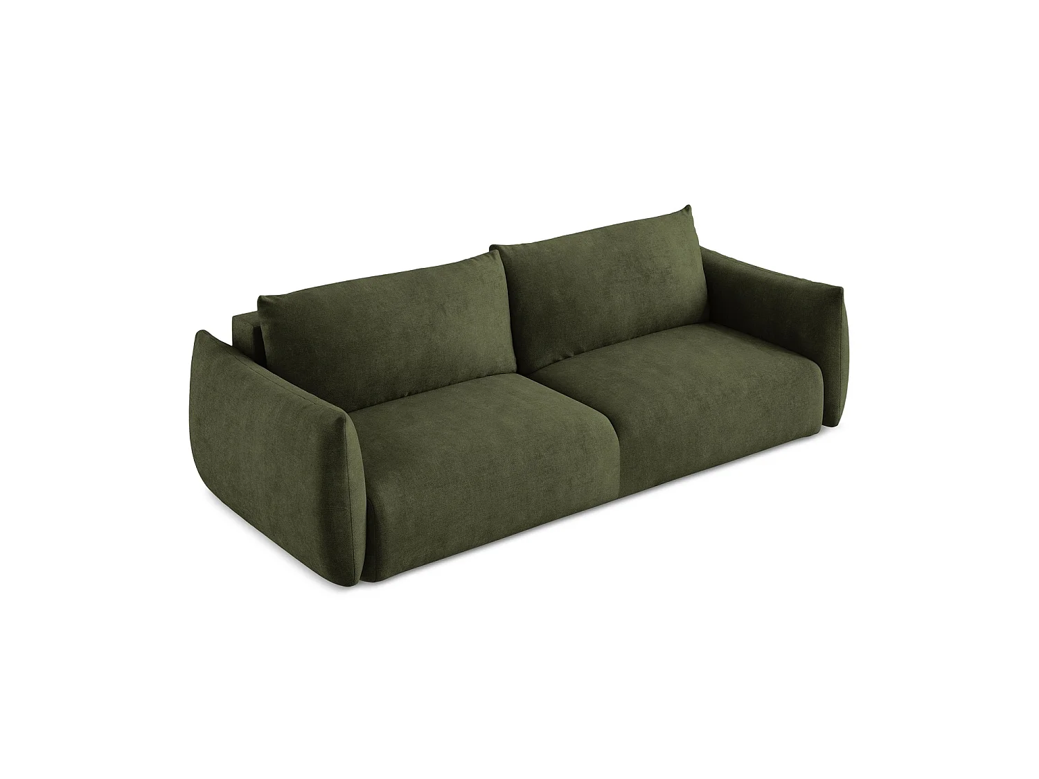 Canapé 3 places convertible en tissu chenille - olive - SAVONA