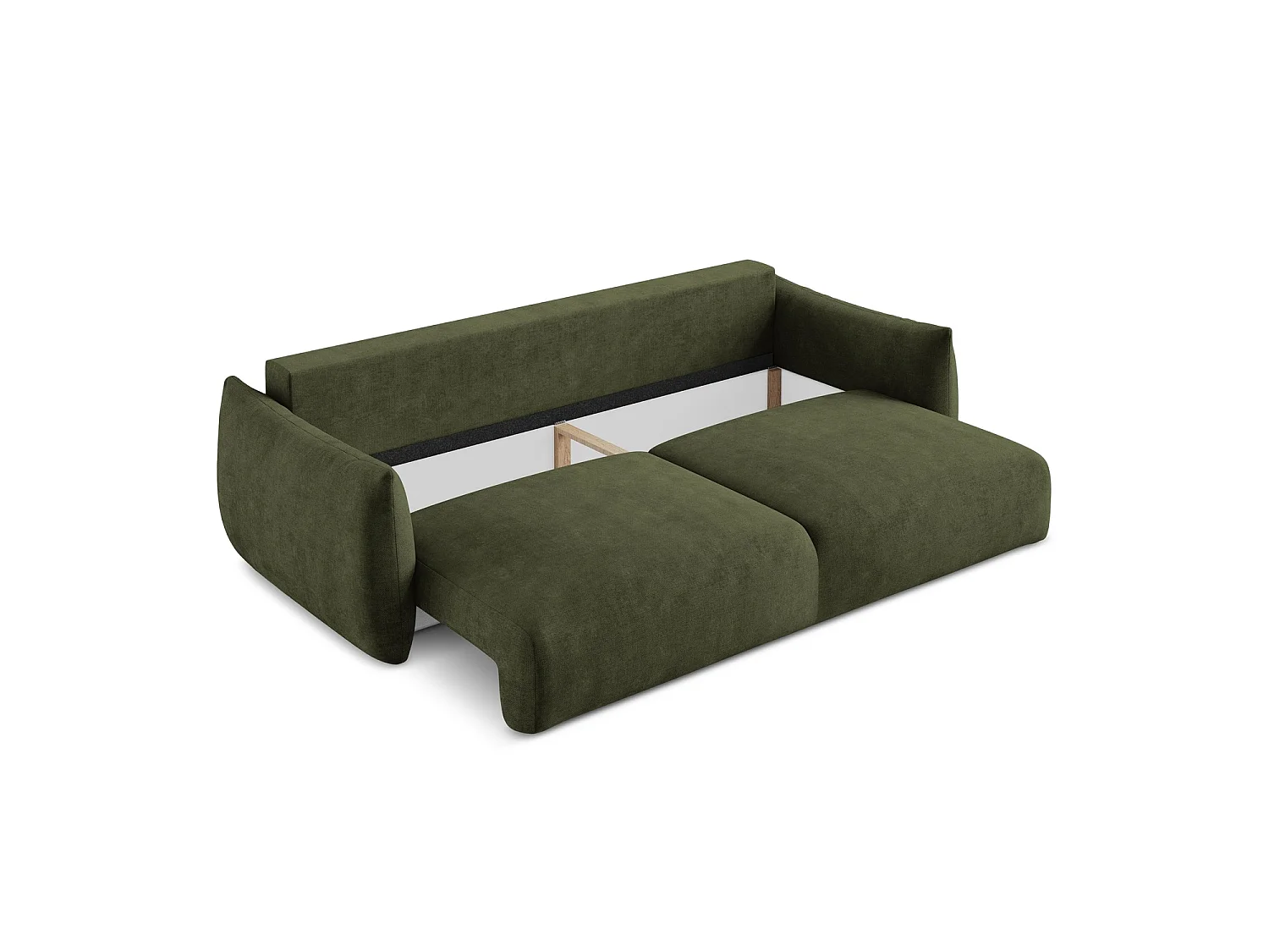Canapé 3 places convertible en tissu chenille - olive - SAVONA
