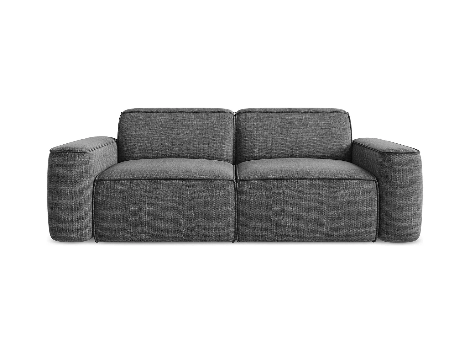 Canapé modulable 3 places en tissu texturé - gris foncé - OMAO