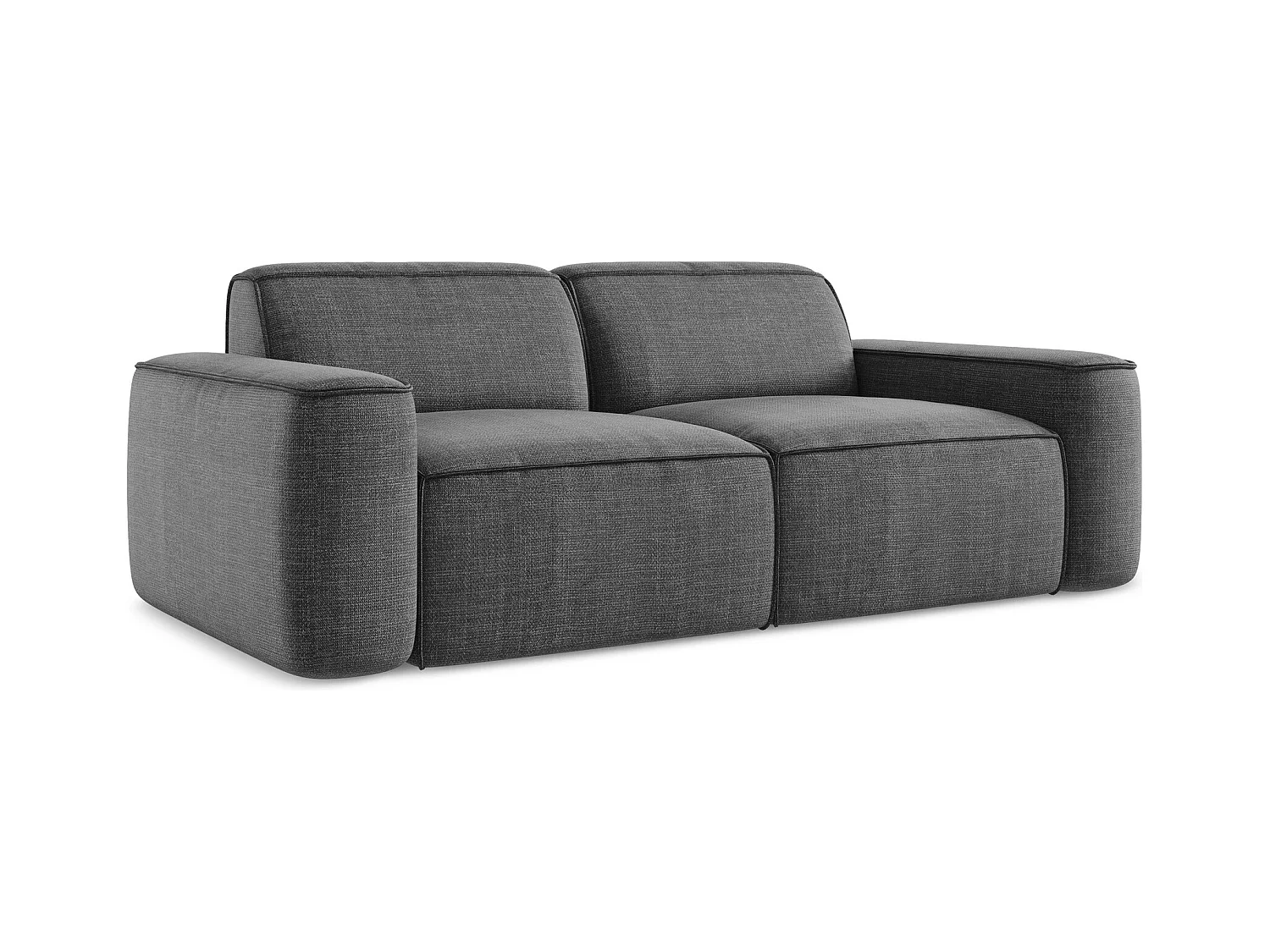 Canapé modulable 3 places en tissu texturé - gris foncé - OMAO